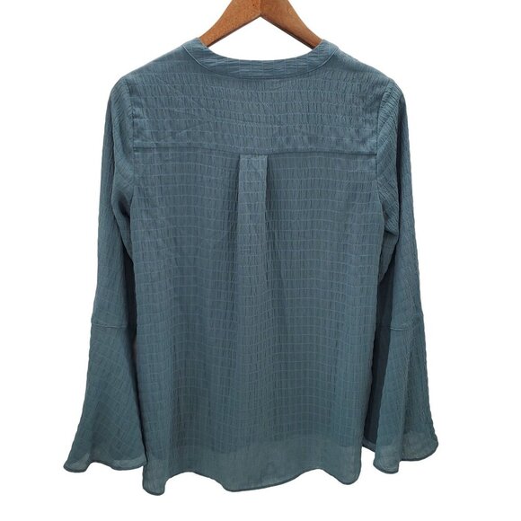 Simply Vera VeraWang Womens Quilted V-Neck Long Sleeve Blouse Sz S Bell Sleeve - Picture 2 of 9